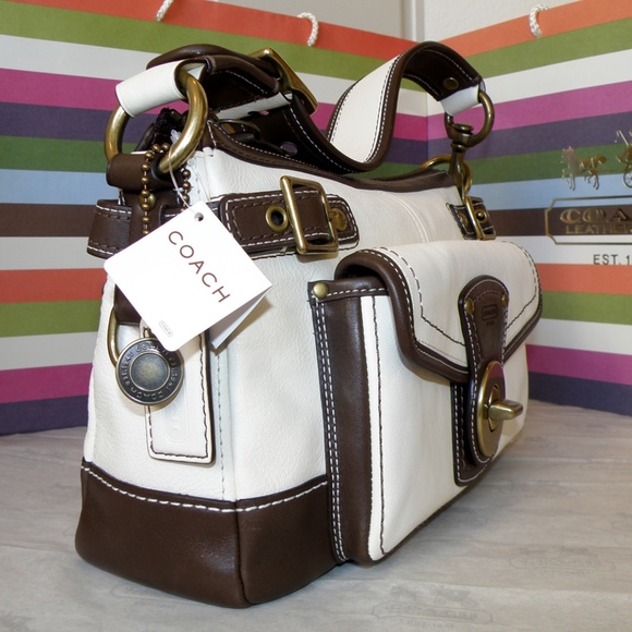 ❤️NEW MINT COACH LEGACY 65TH ANNIVERSARY BROWN & OFF-WHITE LEATHER SHOULDER BAG - Picture 5 of 10